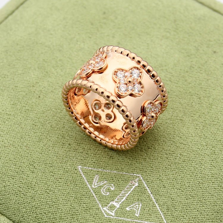 Kaleidoscope Clover Full Paved Zircon Wide Band Ring - Image 7