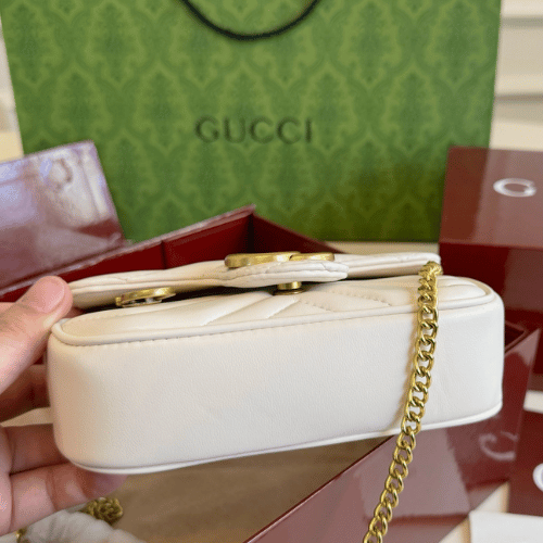 Gucci Gg Marmont Mini Matelass?? Shoulder Bag White 6.5 Inches - Image 8