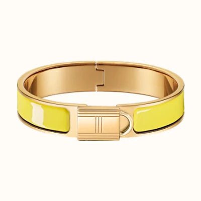 Hermès Gold Yellow Enamel Hinged Bracelet