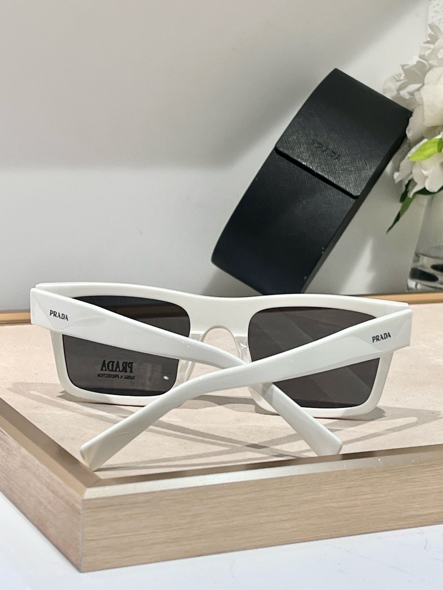 Prada White Square White Acetate Sunglasses - Image 5