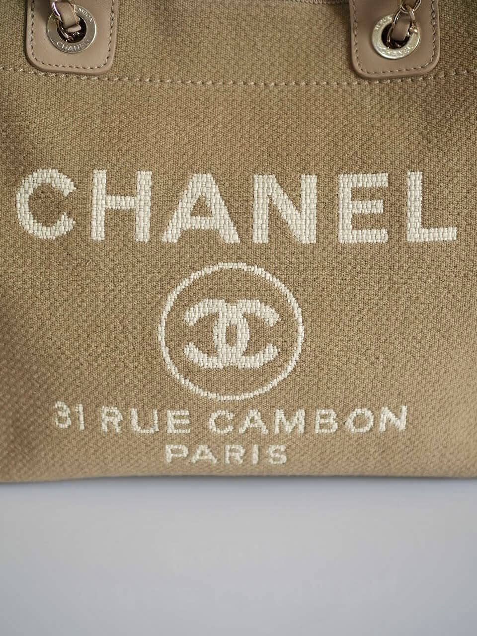 Chanel Deauville Canvas Tote Bag (Beige) - Image 11
