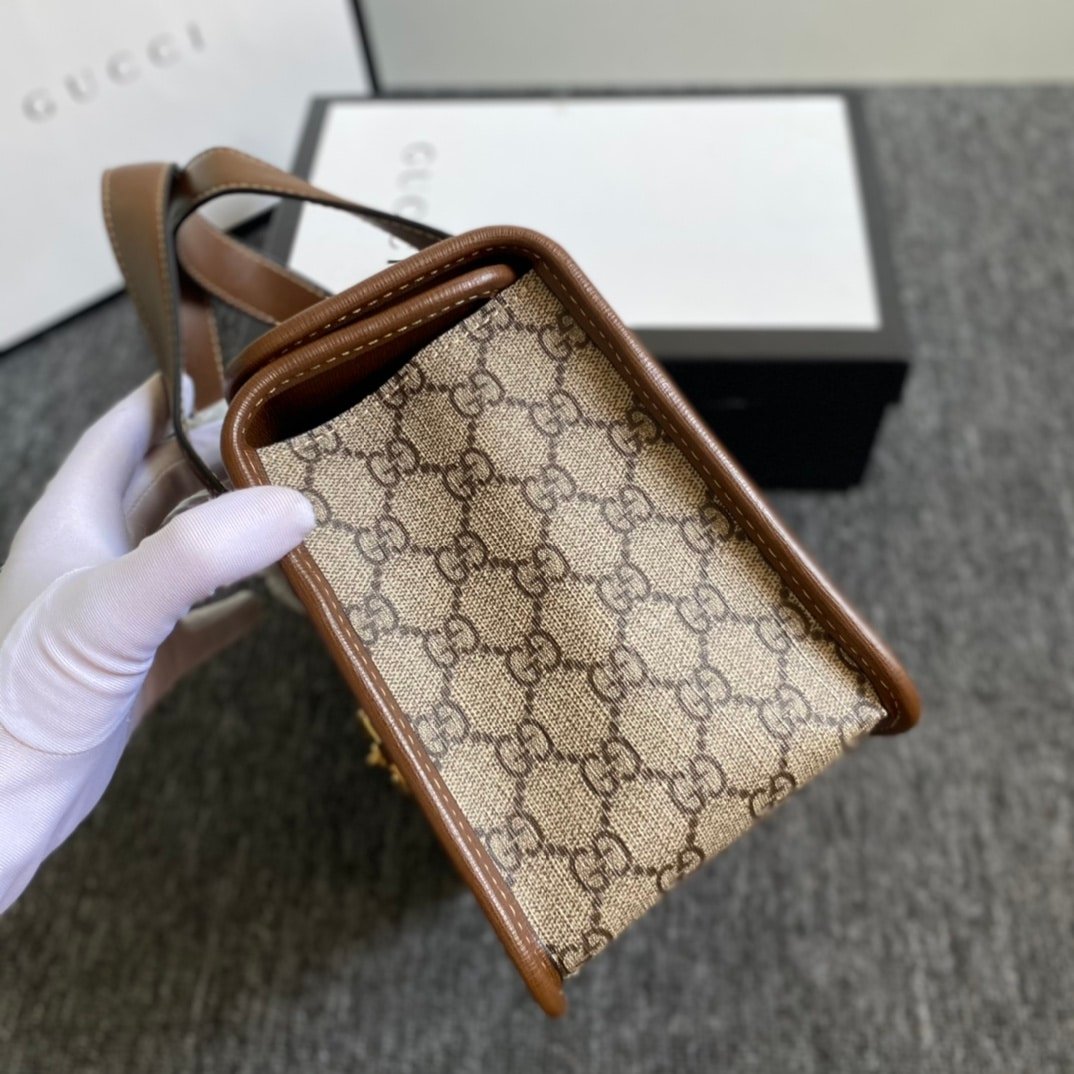 Gucci Horsebit 1955 Top Handle Bag Beige And Ebony 27Cm 645453 92TCG 8563 - Image 4