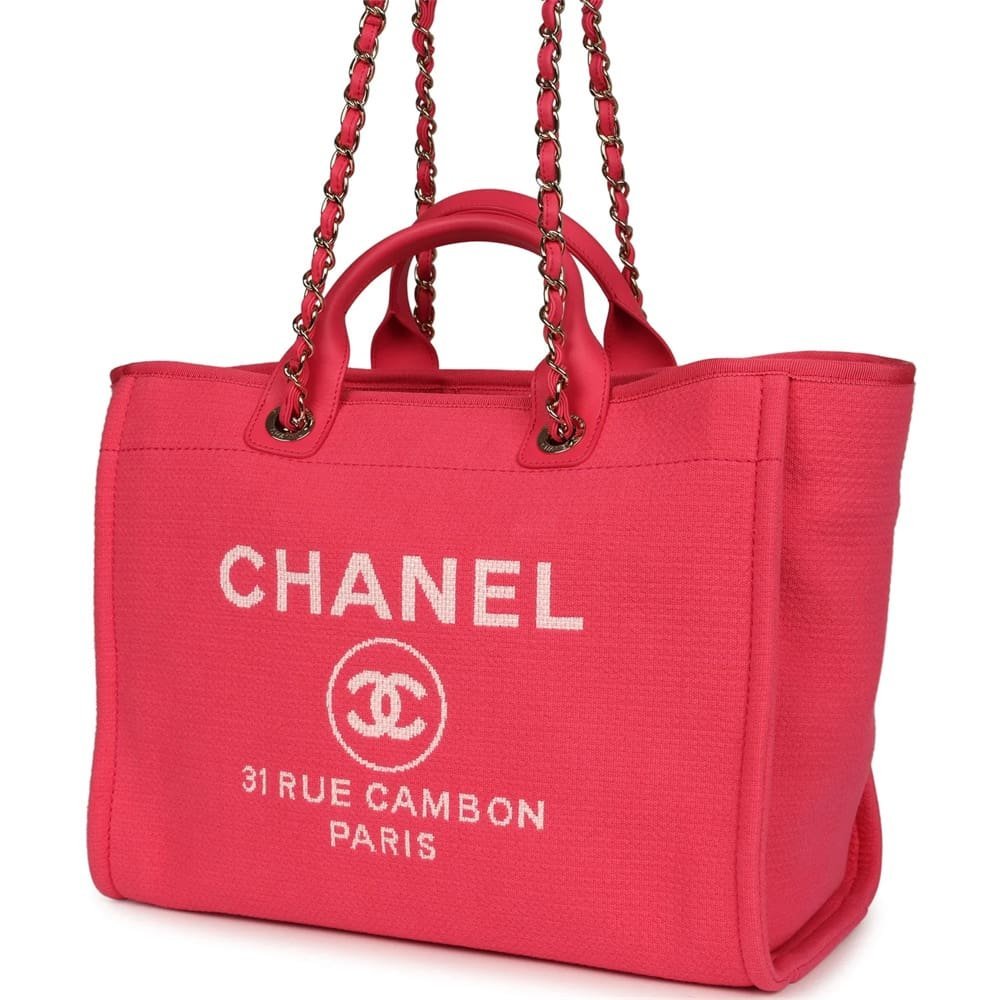 Chanel Deauville Canvas Tote Bag (Hot Pink) - Image 3