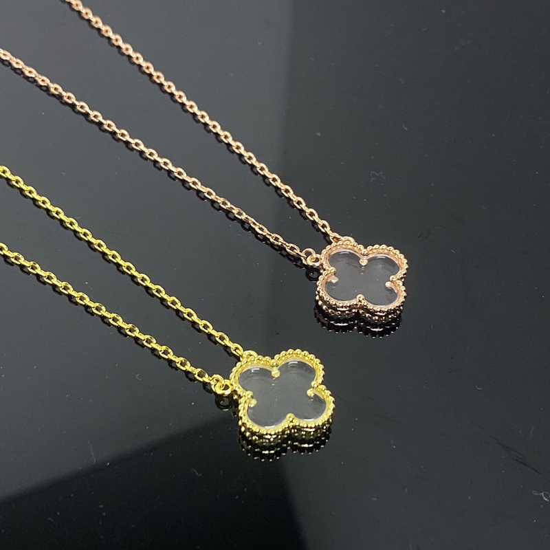 VCA Single White Crystal Clover Necklace Multi-Tone - Image 3