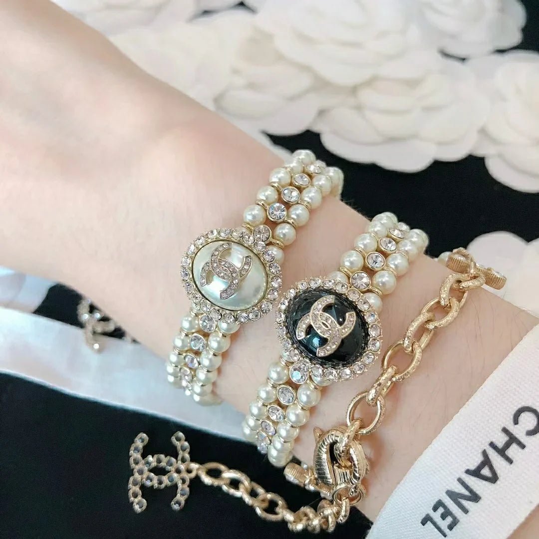 Chanel Multi-Strand Gold Pearl CC Bracelet - Image 9