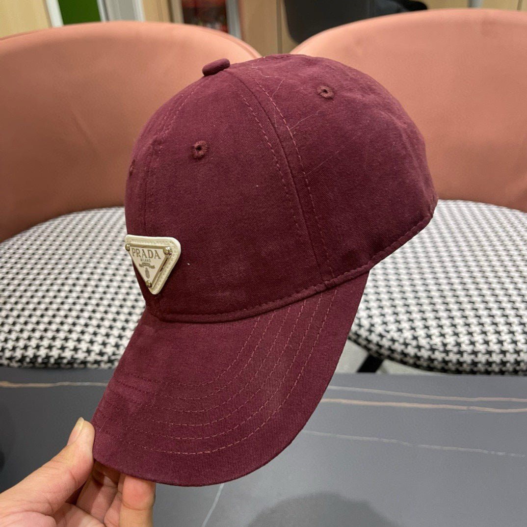 Prada Burgundy Casual Cap - Image 3