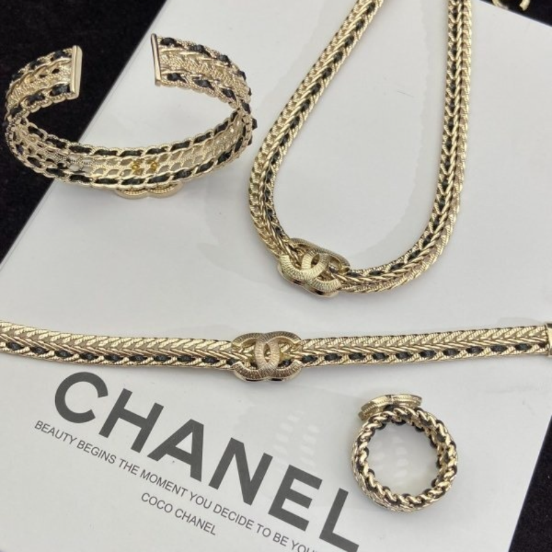 Alternative view of Chanel Leather Jewelry Set (Necklace+Bracelet+Ring)
