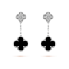 Silver Onyx Zircon Clover Drops