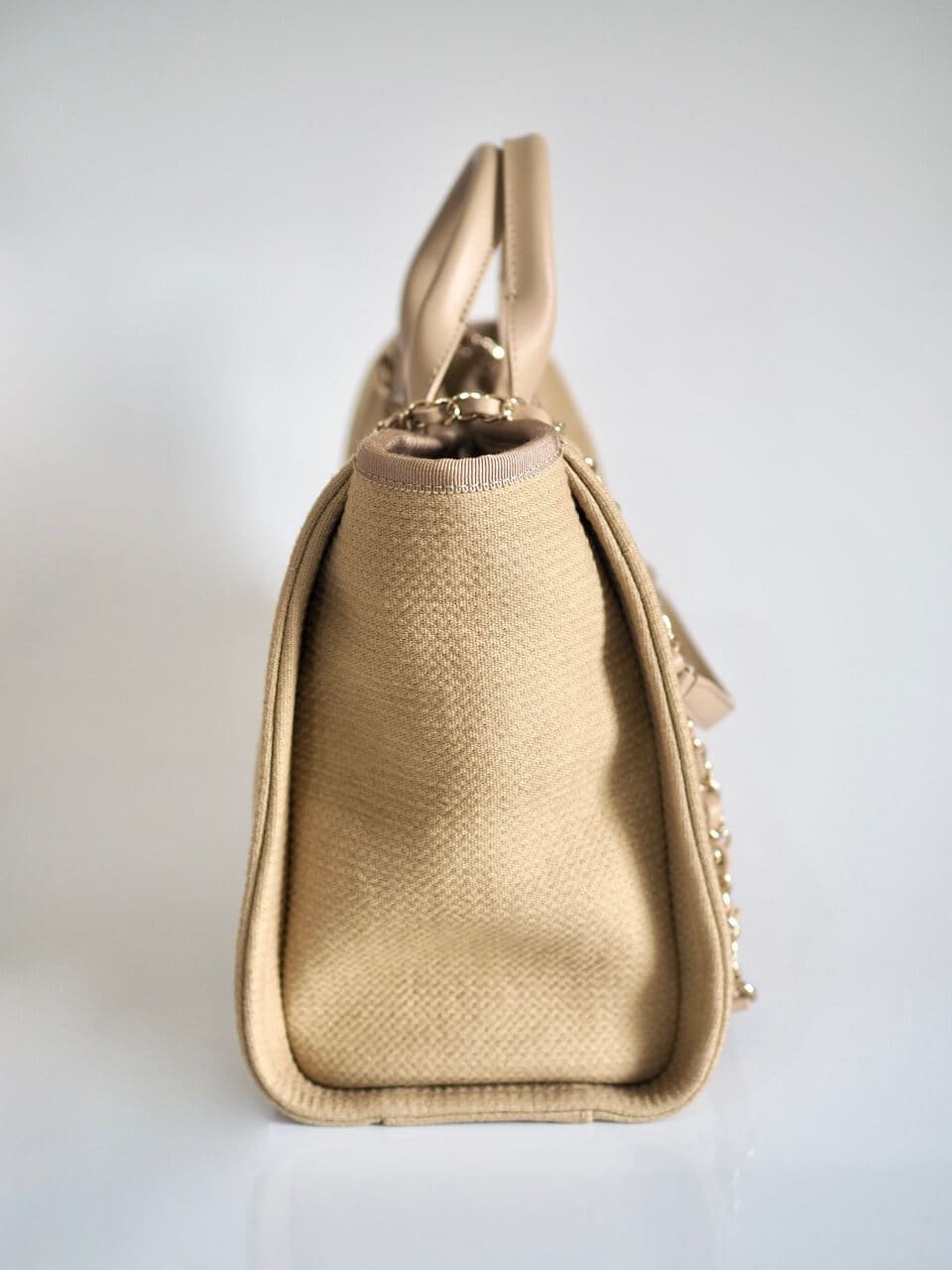 Chanel Deauville Canvas Tote Bag (Beige) - Image 6