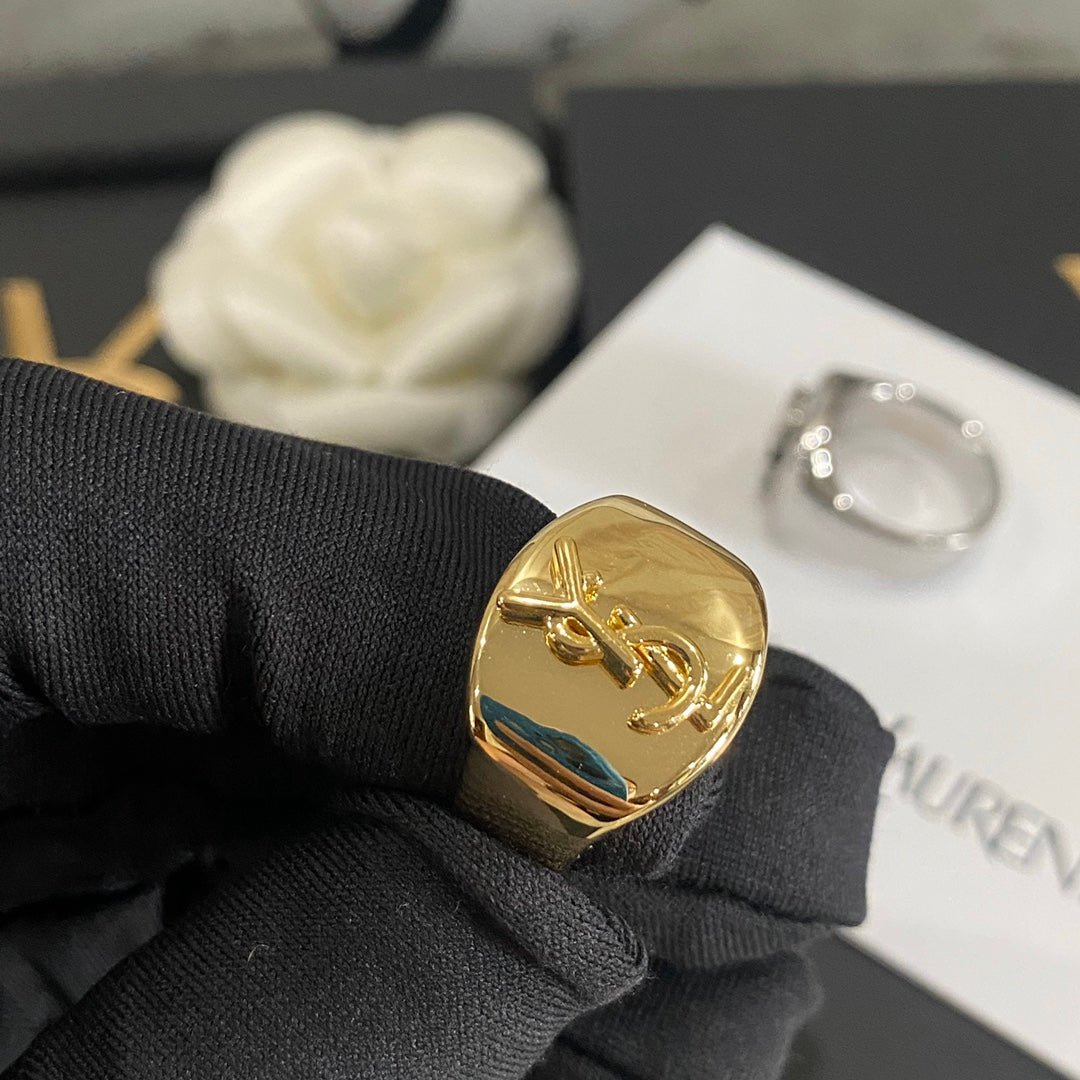 YSL Engraved Logo Signet Ring - Image 6