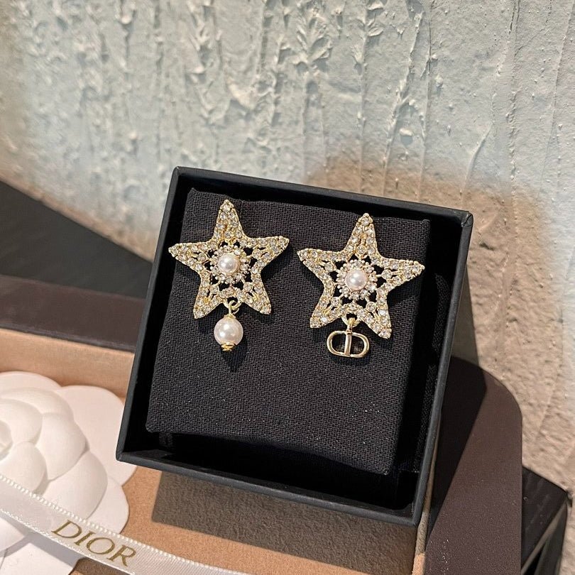 Dior Metal Star Drop Earrings