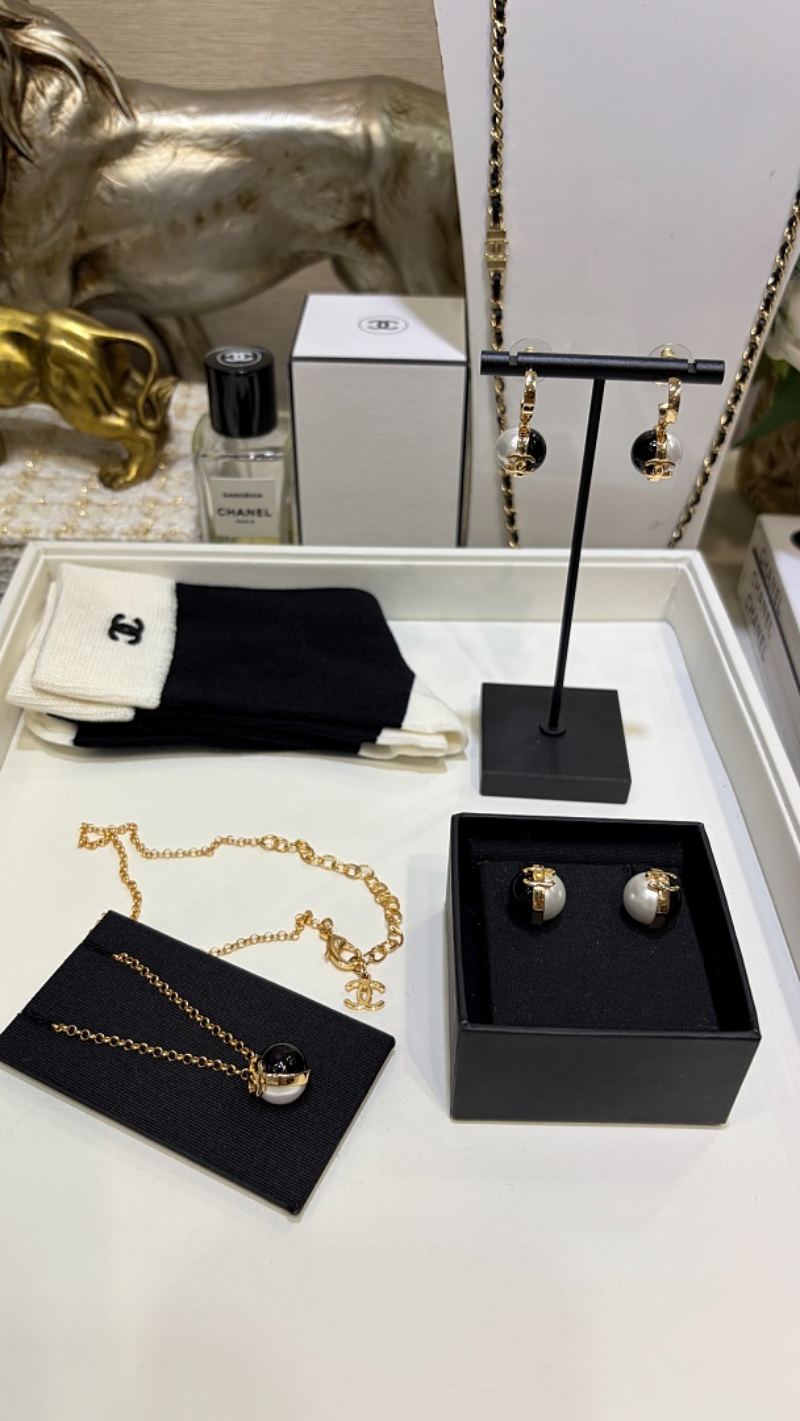 Alternative view of Chanel Two-Tone Pearl Hoop Drop Earrings