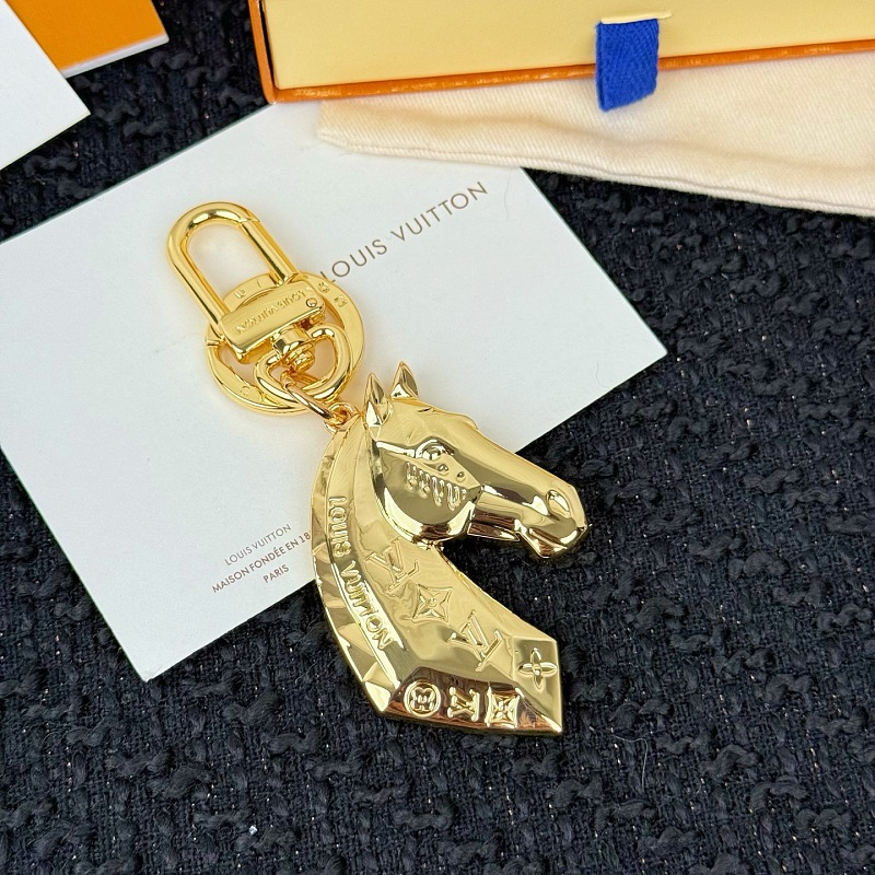 Alternative view of LV Gold Horse With LV Engravings Keychain