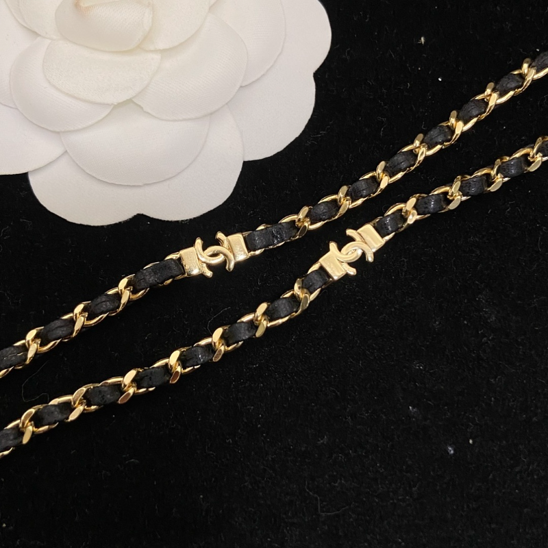 Alternative view of Chanel Leather Woven Metal Double Layer Necklace