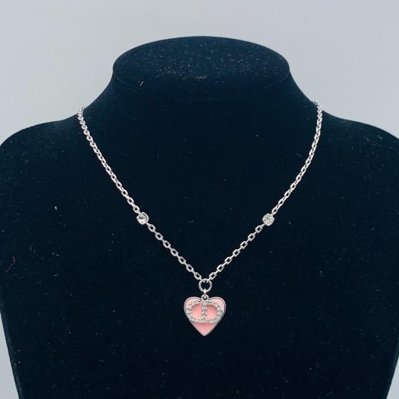 Dior Pink Heart Crystal Necklace