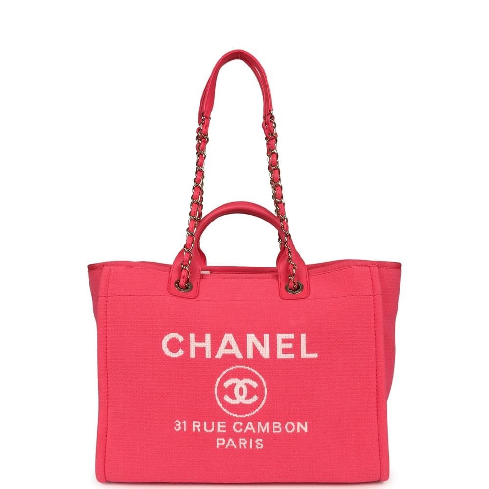 Chanel Deauville Canvas Tote Bag (Hot Pink)
