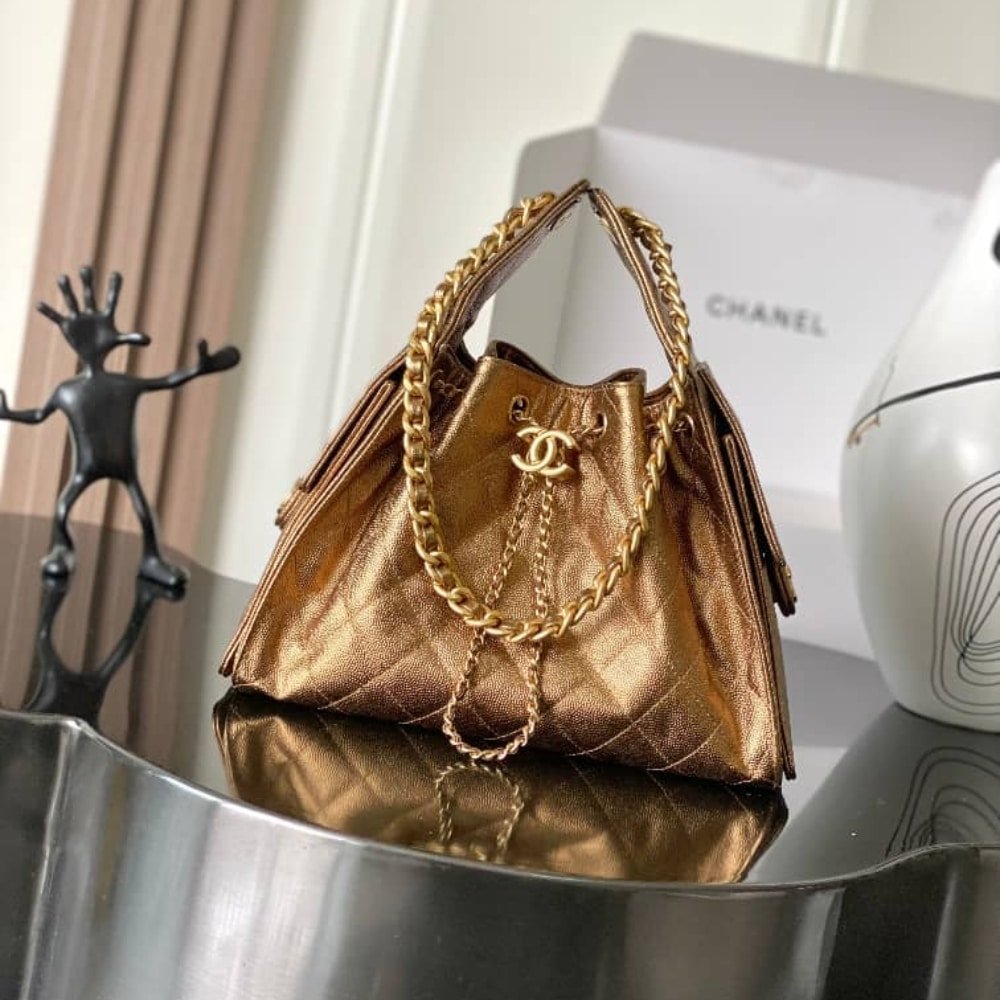 Alternative view of Prestige Edition – Chanel 25 Small Handbag Metallic Grained & Gold-Tone Metal Dark Gold 30Cm AS5293 B21060 U2158
