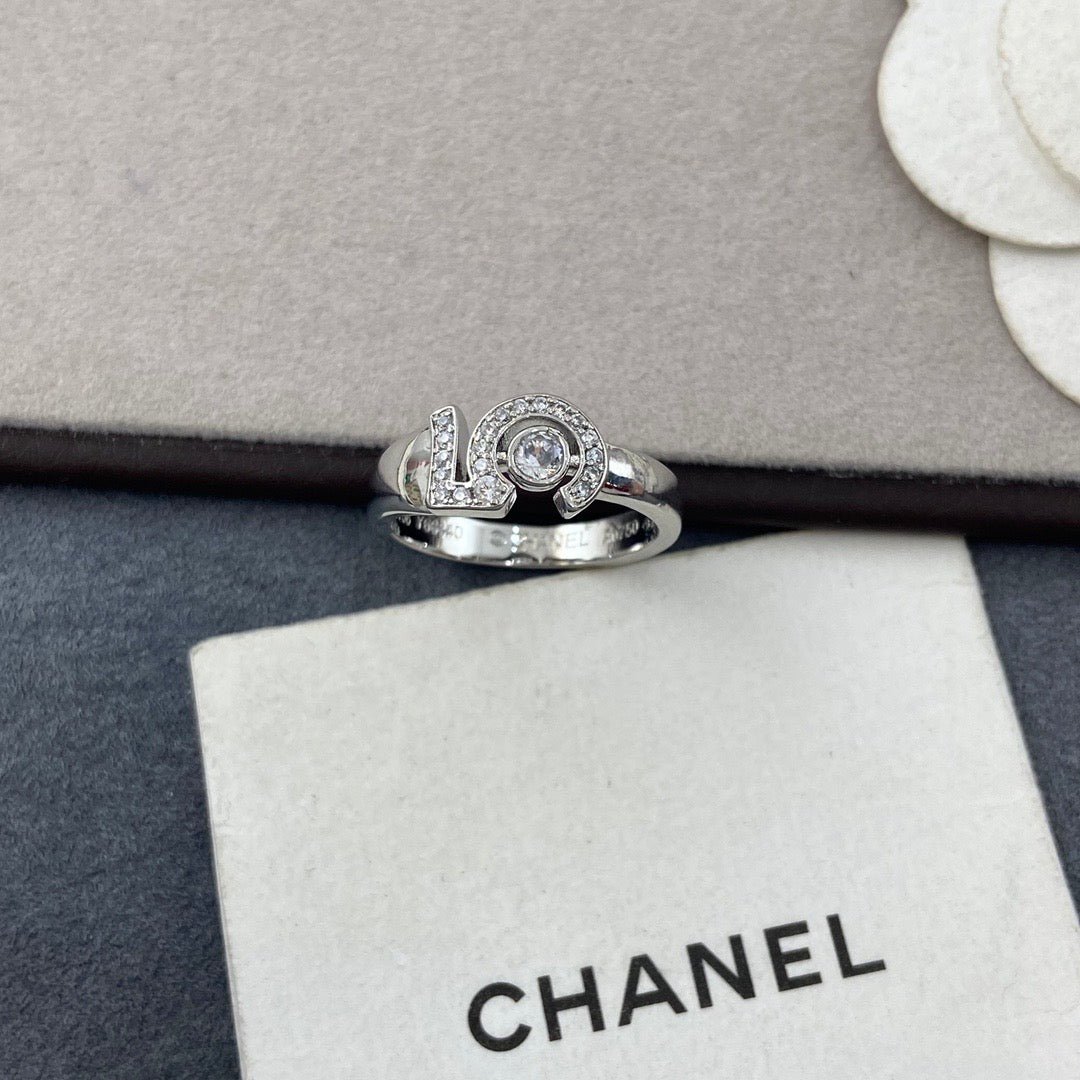 Chanel Gold Double Band Crystal CC Stack Ring - Image 5