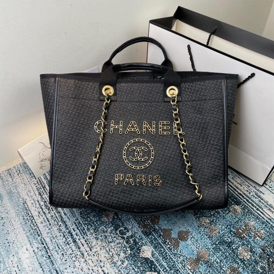 Alternative view of Chanel Deauville Straw Calfskin Tote (Medium)