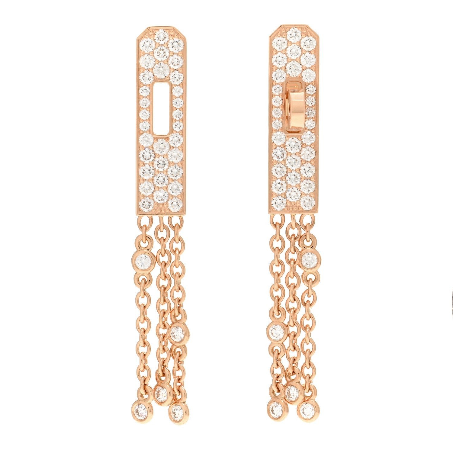 Hermès Kelly Full Paved Rose Gold Tassel Earrings