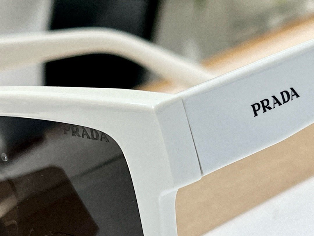 Prada White Square White Acetate Sunglasses - Image 4