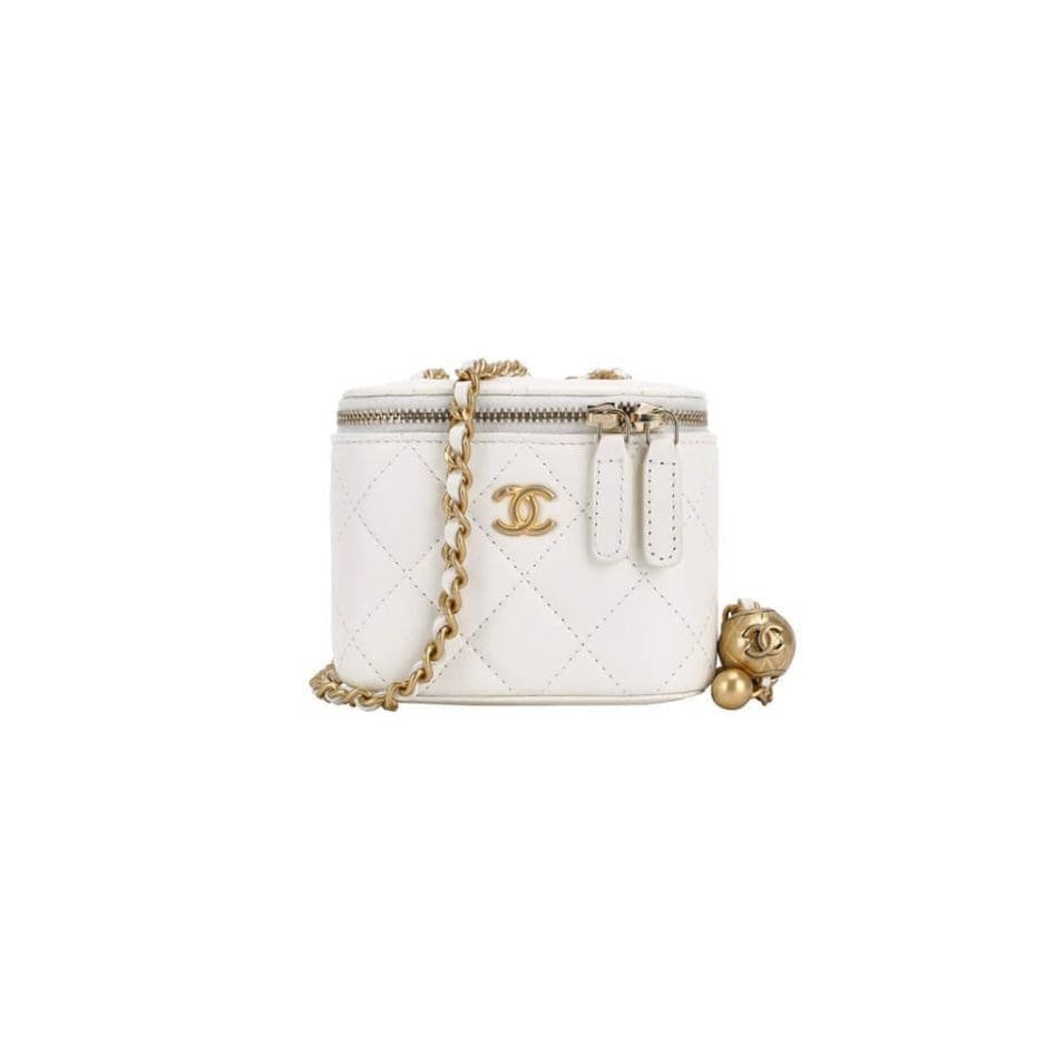 Chanel Vanity Lambskin Chain Bag (White Ball)