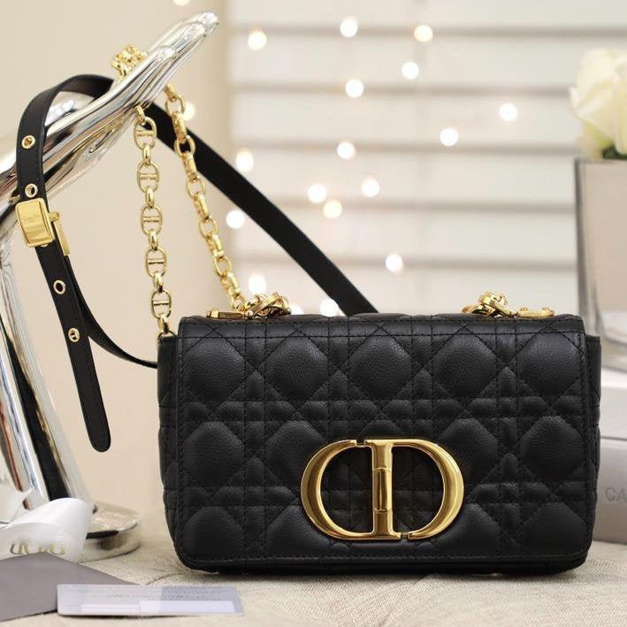Dior Small Caro Black Cannage Hand Bag