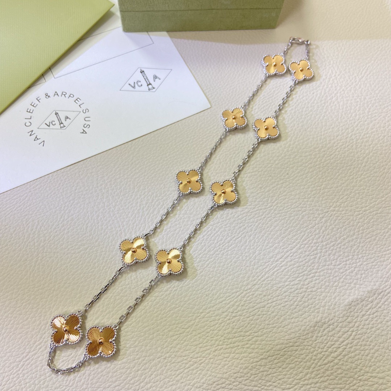 Alternative view of VCA Laser Separation 10 Two-Tone Clover Necklace