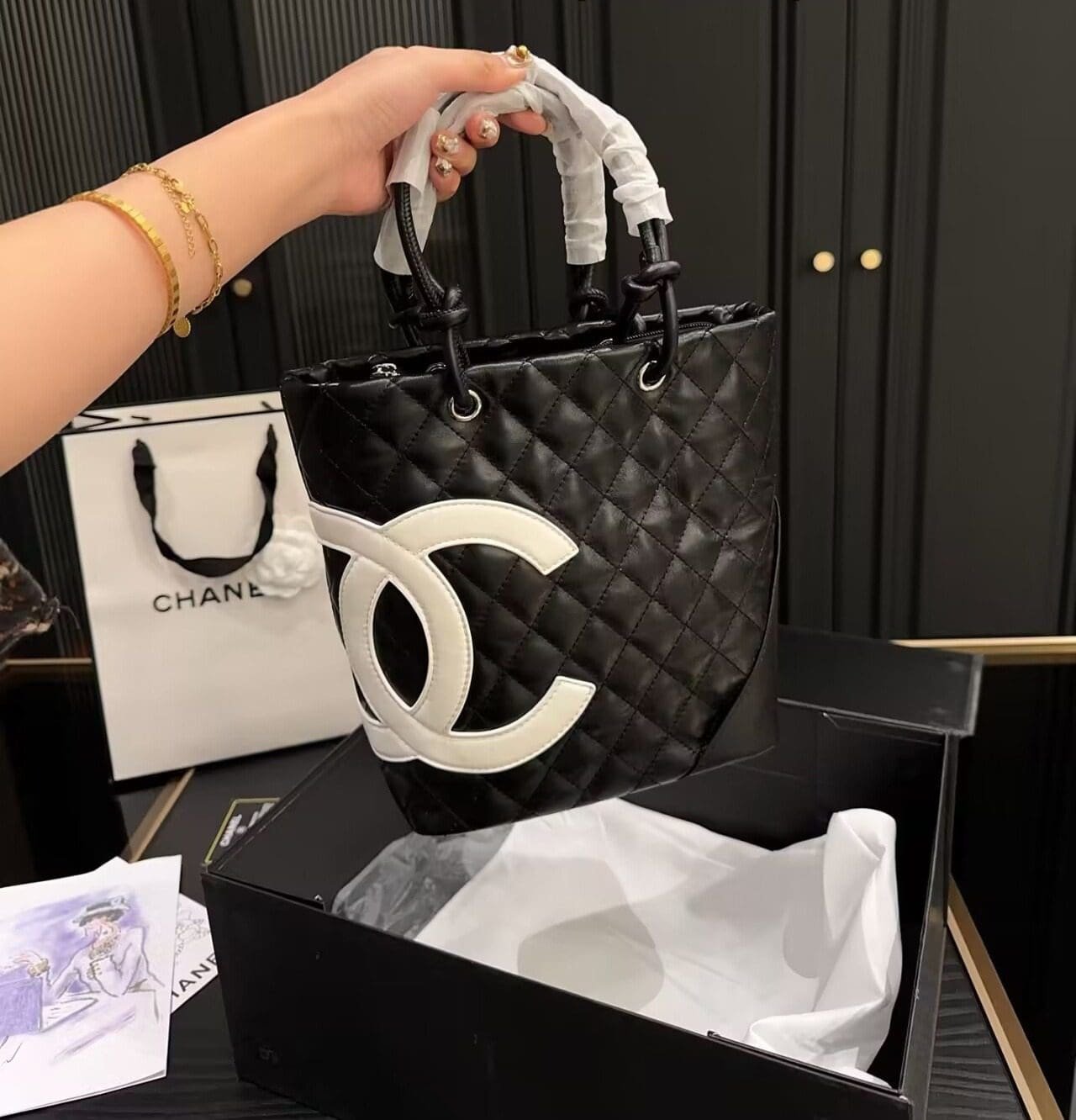 Alternative view of Chanel Cambon Lambskin Leather Tote Bag (Medium)