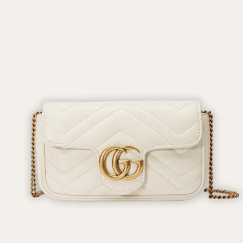 Gucci Gg Marmont Mini Matelass?? Shoulder Bag White 6.5 Inches