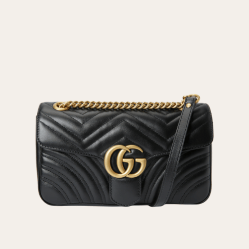 Gucci Gg Marmont Medium Matelass?? Shoulder Bag Black 10.2 Inches