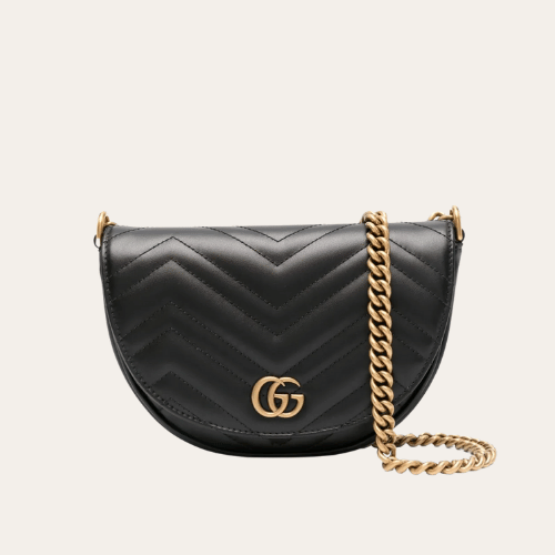 Gucci Gg Marmont Mini Matelass?? Shoulder Bag Black 10.2 Inches