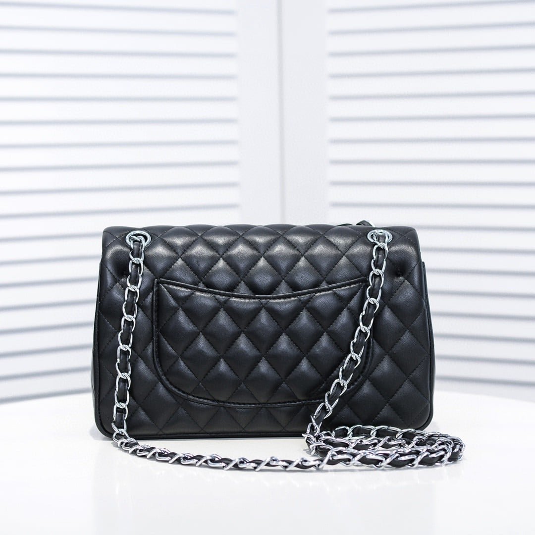 Chanel Small Classic Flap Bag Black Leather With Silver Hardware 25Cm A01113 Y01480 94305 - Image 6