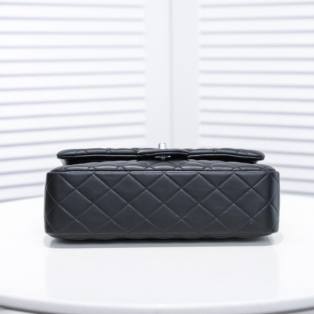 Chanel Small Classic Flap Bag Black Leather With Silver Hardware 25Cm A01113 Y01480 94305 - Image 3
