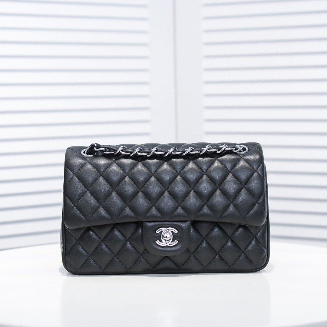 Alternative view of Chanel Small Classic Flap Bag Black Leather With Silver Hardware 25Cm A01113 Y01480 94305