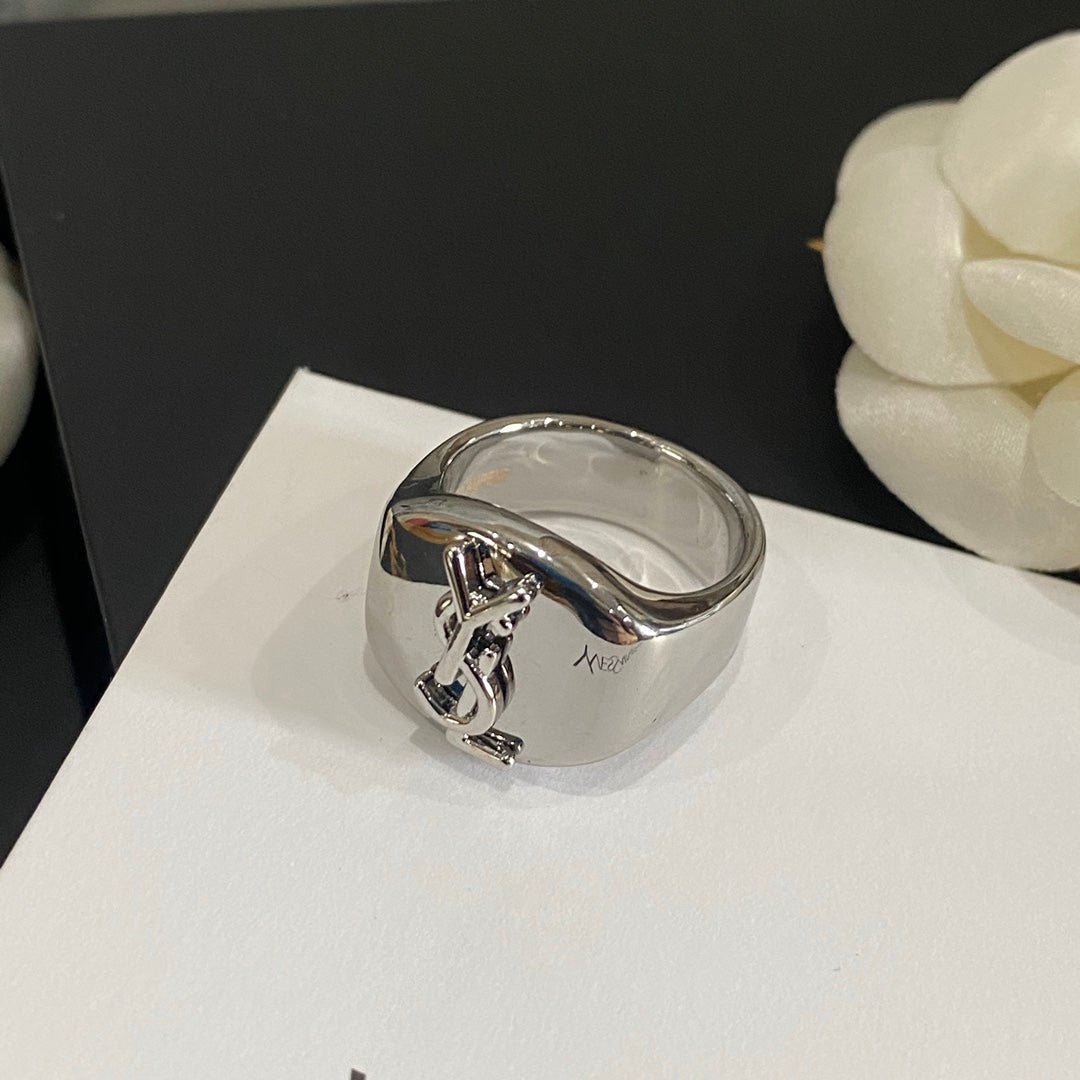 YSL Engraved Logo Signet Ring - Image 8