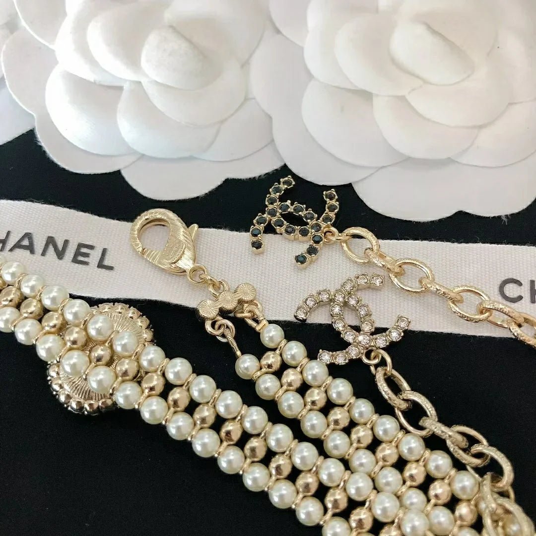 Chanel Multi-Strand Gold Pearl CC Bracelet - Image 4