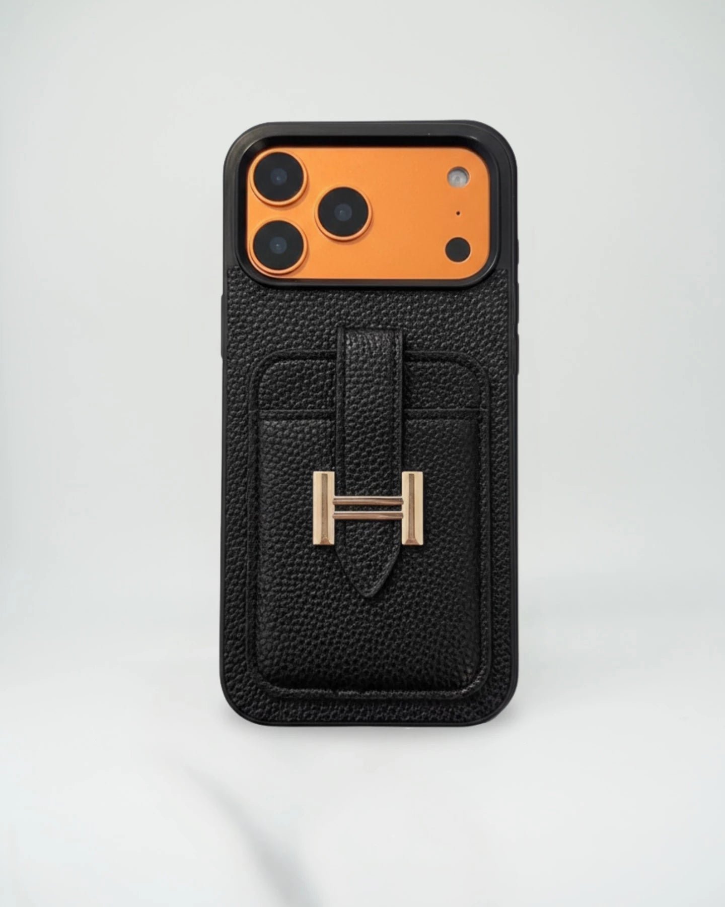 Herm??s iPhone 17 Pro Max Case ?C Black Leather Card Holder Luxury Designer Cover