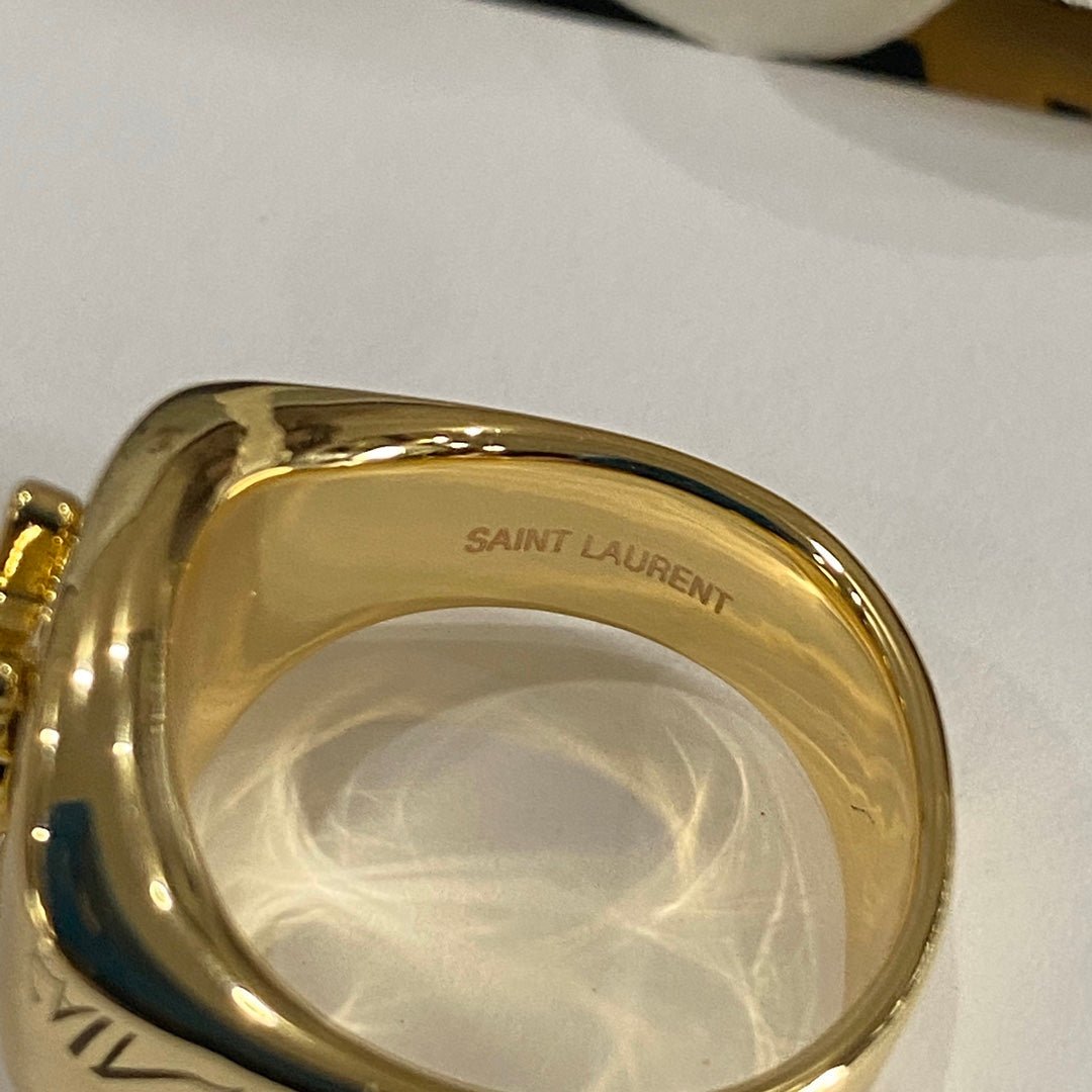 YSL Engraved Logo Signet Ring - Image 7