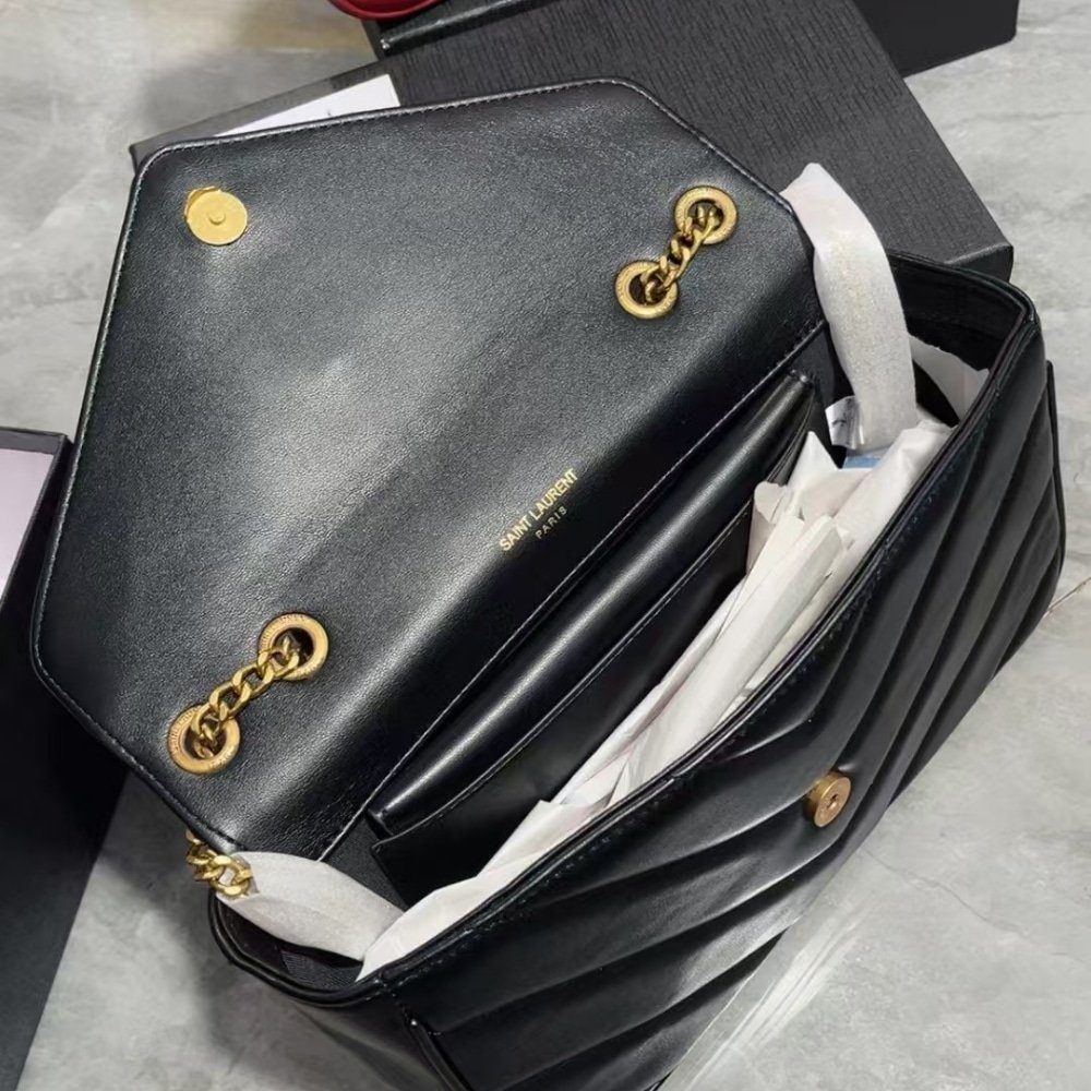 YSL Loulou Medium Leather Chain Black Bag - Image 5