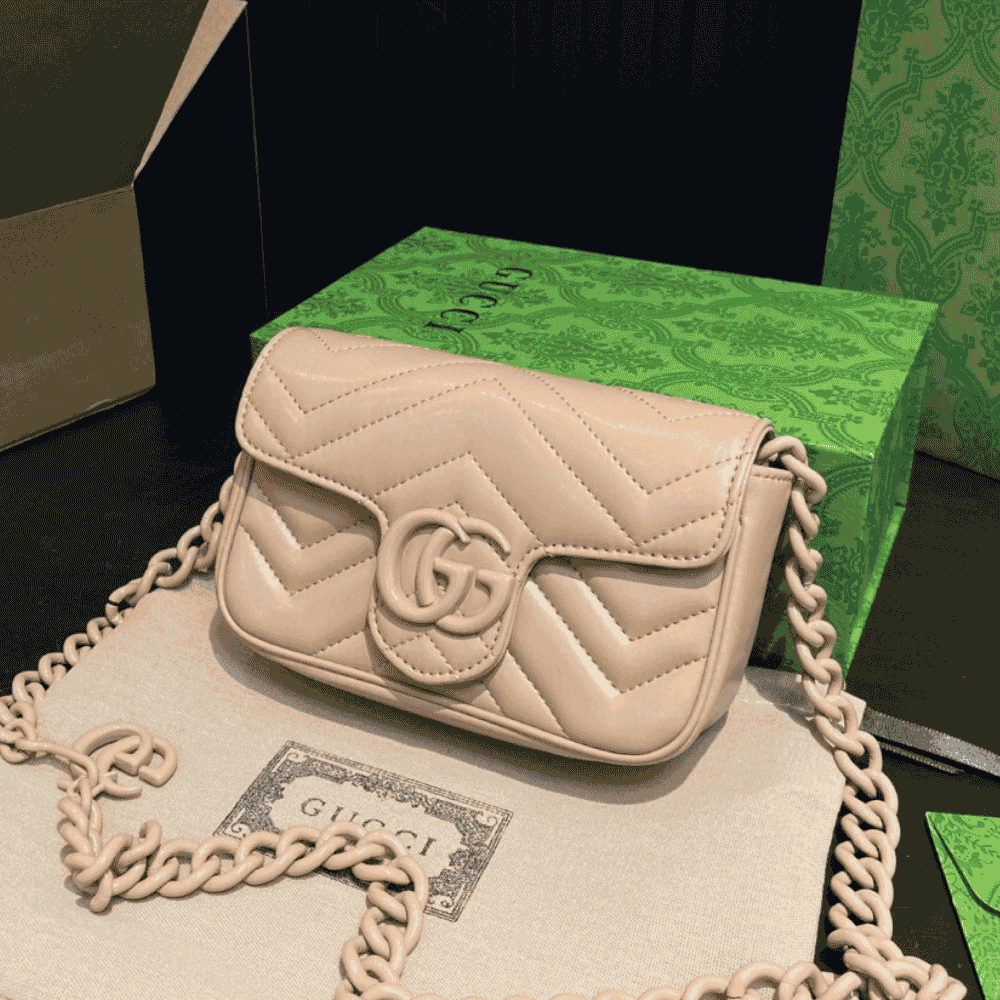Alternative view of Gucci Gg Marmont Mini Chain Shoulder Bag Nude 6.3 Inches