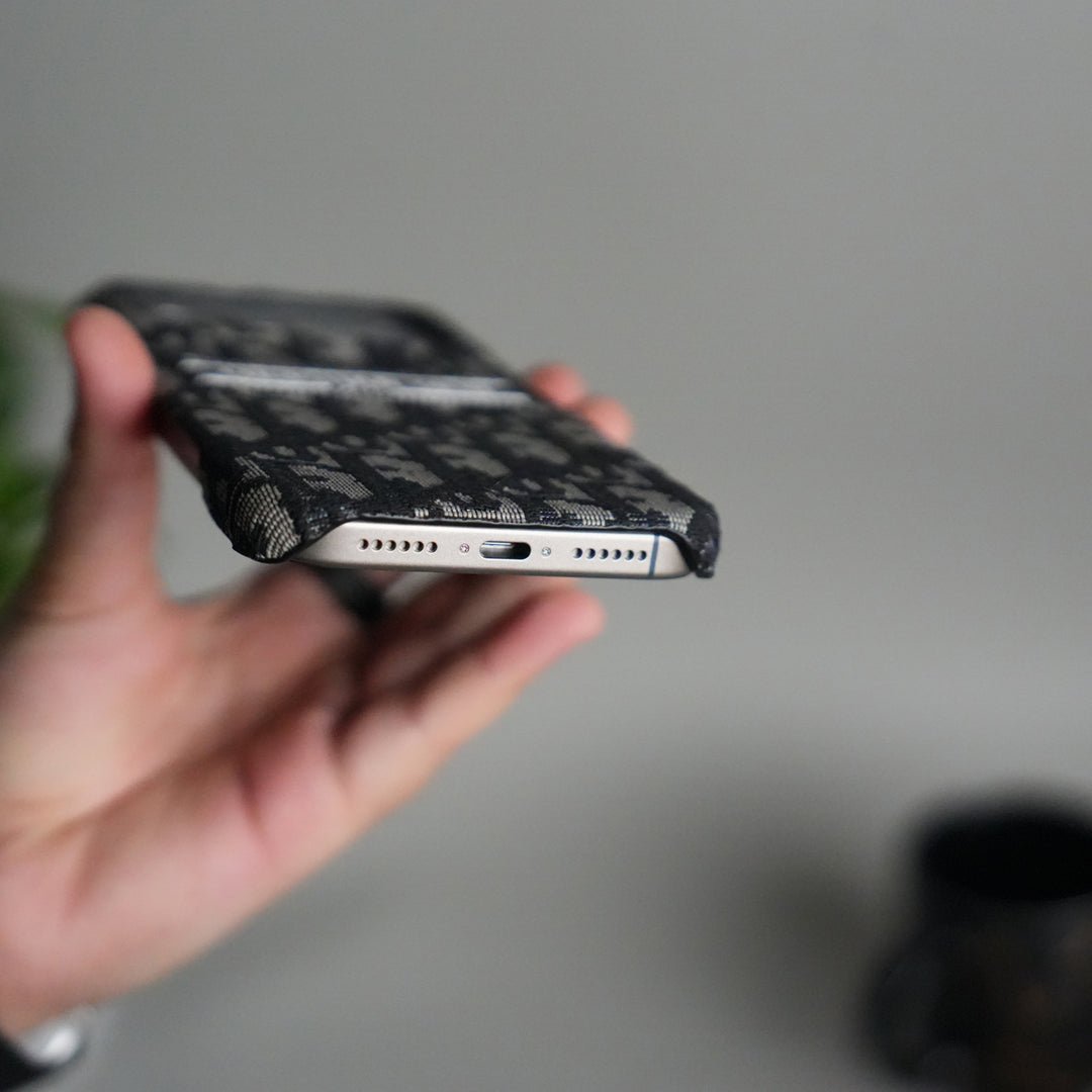 Dior Blue Oblique Jacquard Logo Phone Case - Image 5