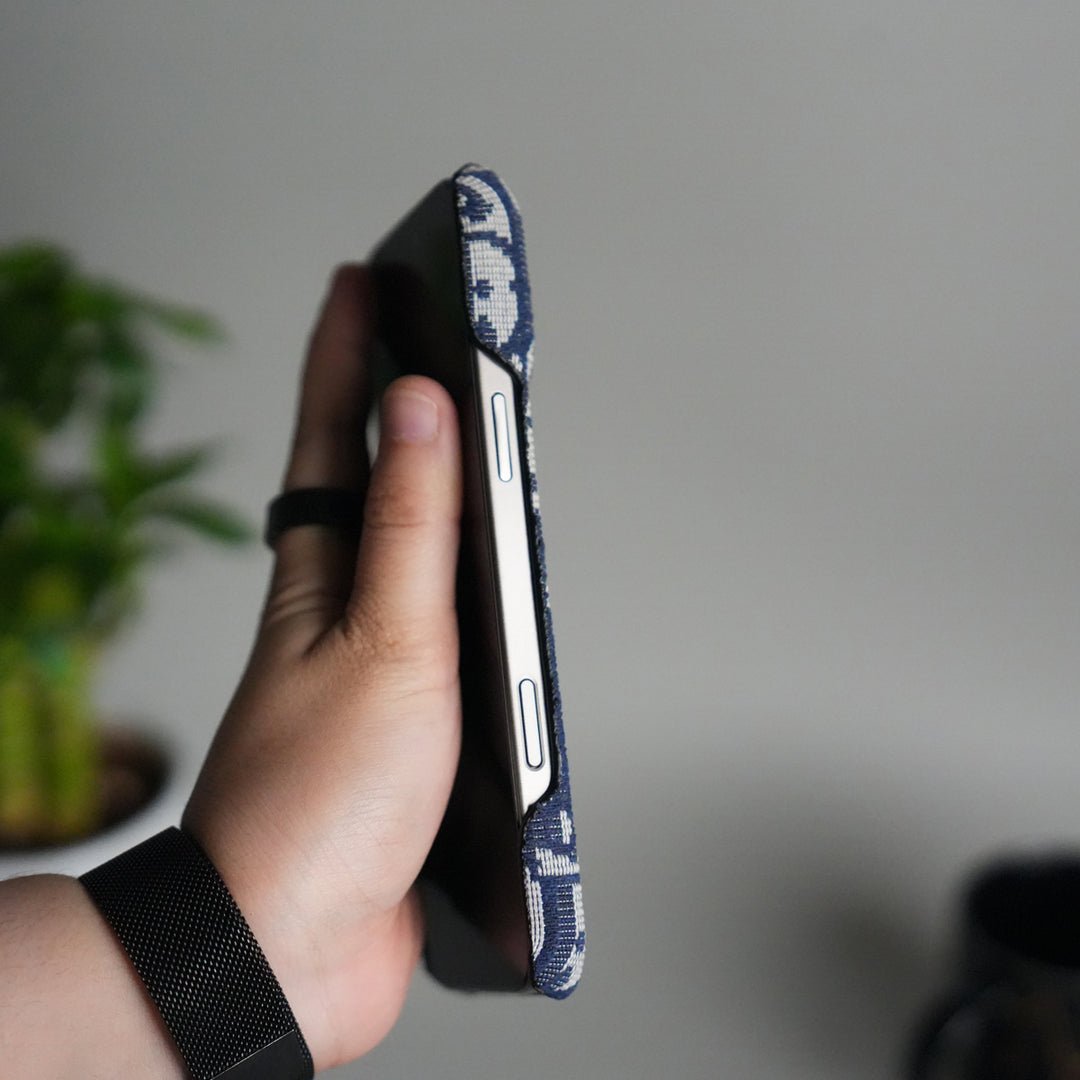 Dior Blue Oblique Jacquard Logo Phone Case - Image 7