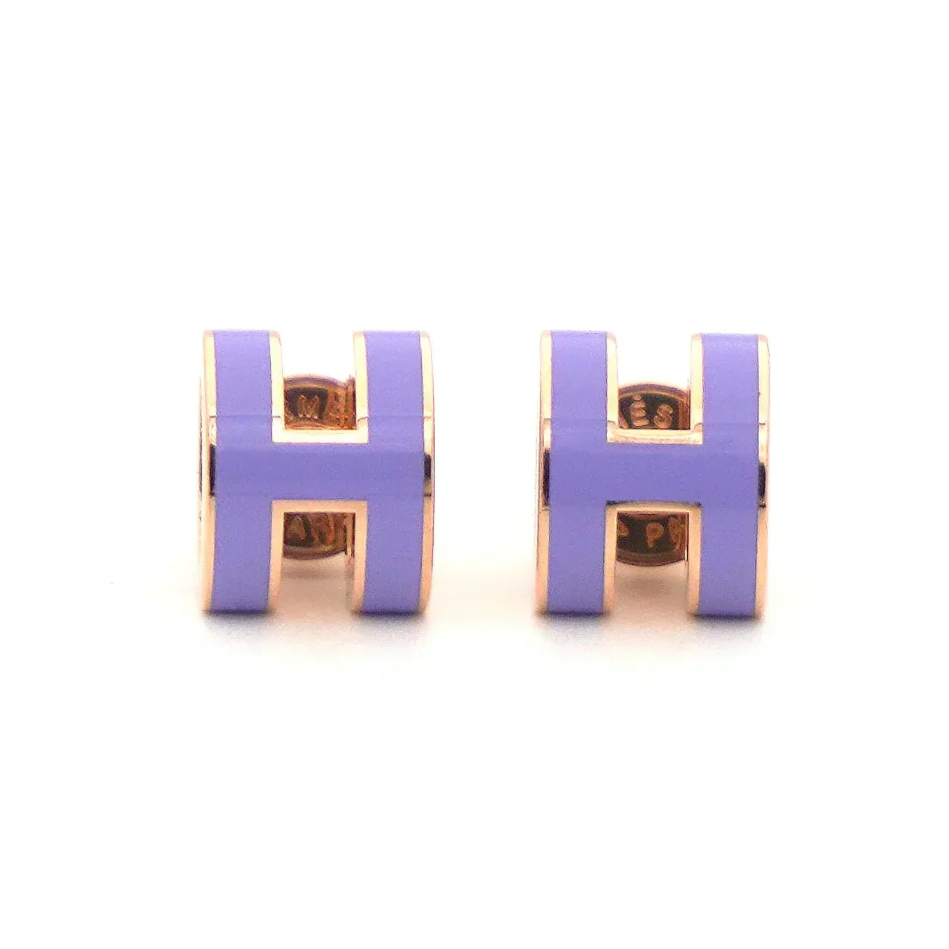 Hermès Pop H Lavender Enamel & Gold Earrings - Image 3