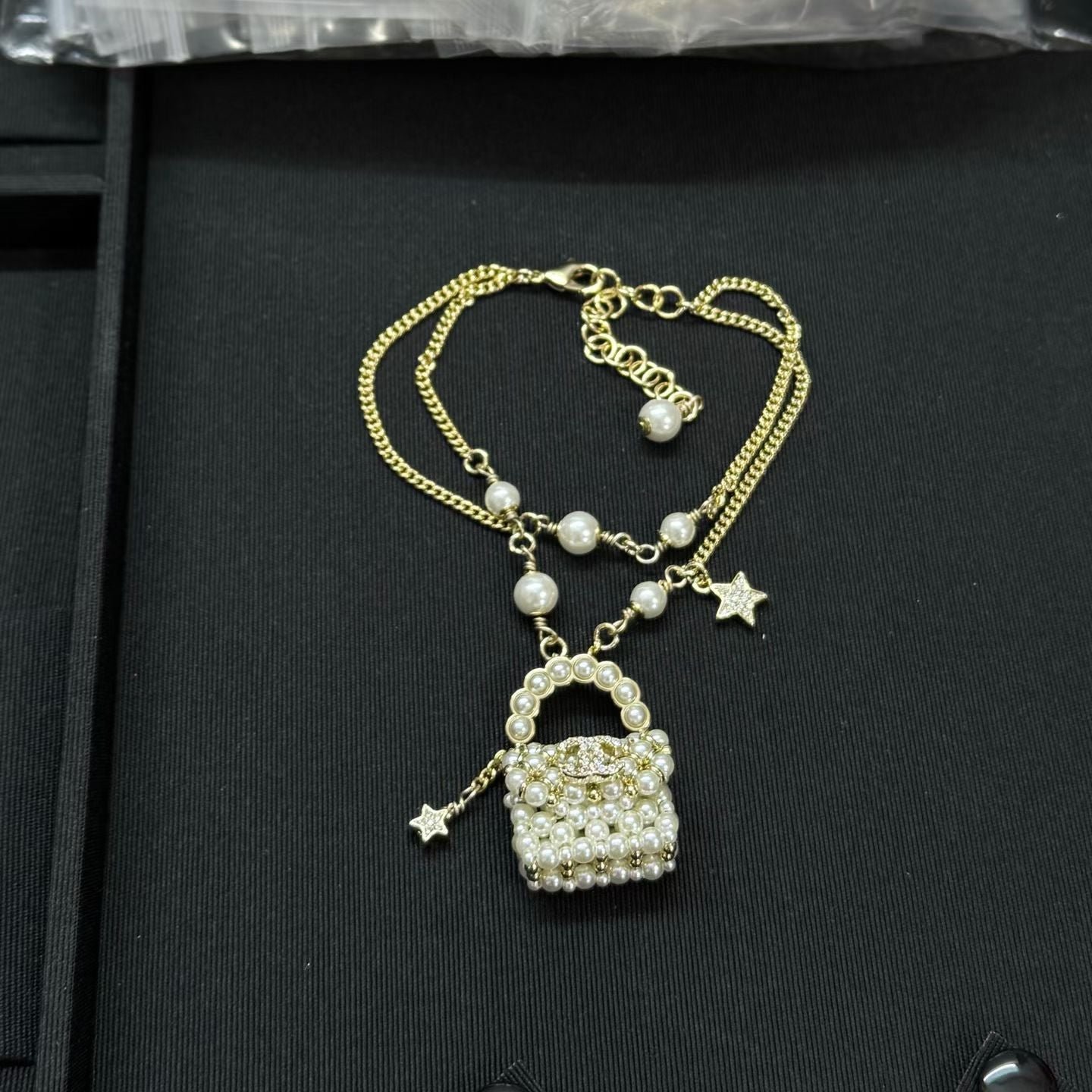 Chanel Gold Pearl Handbag Star Layer Necklace - Image 10