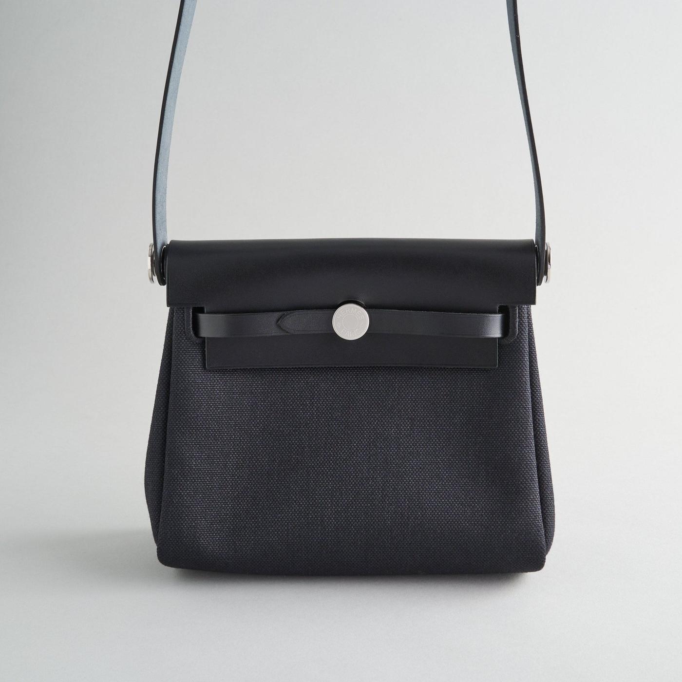 Hermès Herbag Black Toile Canvas Palladium