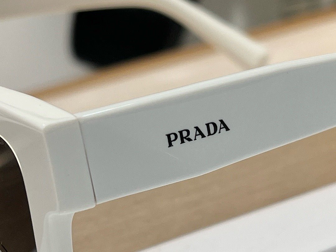 Prada White Square White Acetate Sunglasses - Image 3