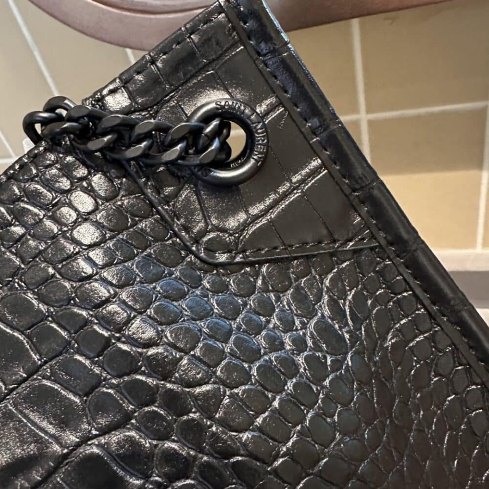 YSL Niki Shopping Bag Embossed Black Leather - Image 3