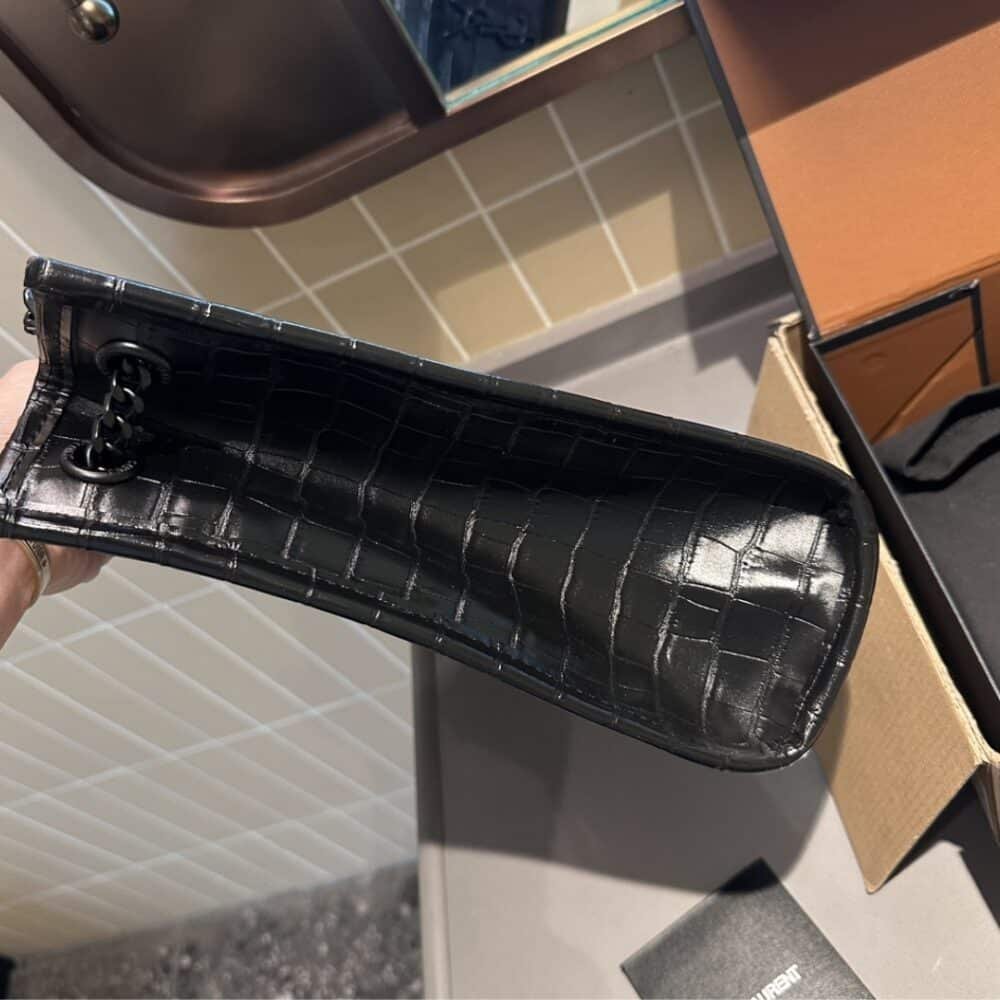 YSL Niki Shopping Bag Embossed Black Leather - Image 4
