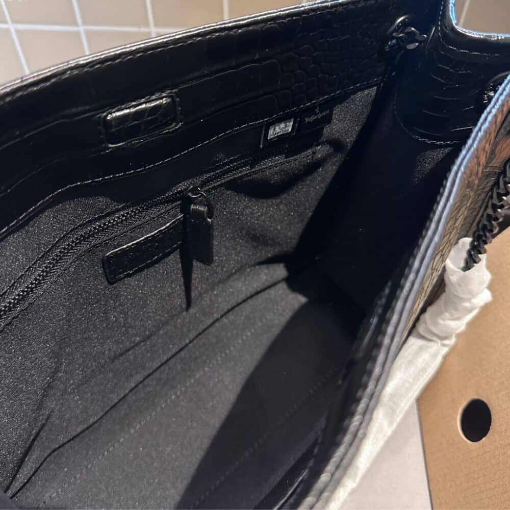 YSL Niki Shopping Bag Embossed Black Leather - Image 5